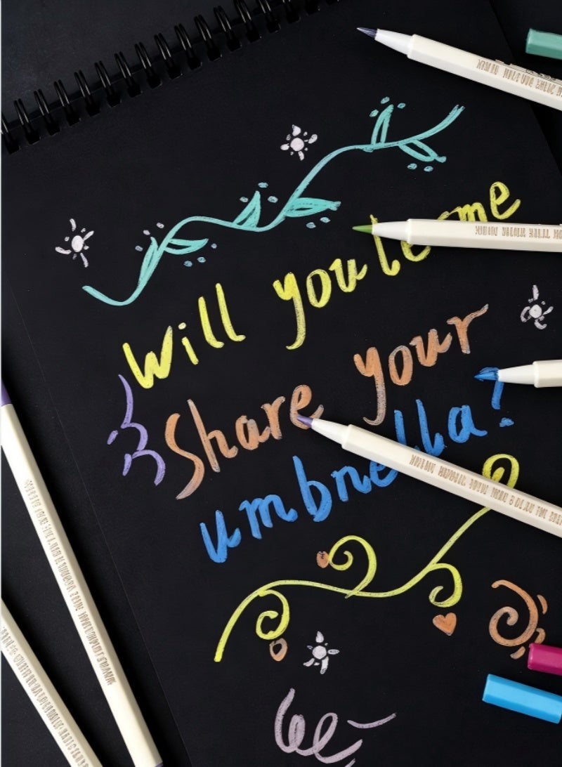 مجموعة أقلام رسم معدنية مكونة من 12 قطعة مختلطة 12 لونًا دائمًا، مقاوم للماء، حبر غير سام للحرف اليدوية، فن الراتنج، سجل القصاصات، رسم البطاقة السوداء، ديكورات رمضان، يعمل على الخشب والزجاج والمعادن والبلاستيك والسيراميك - Image 5